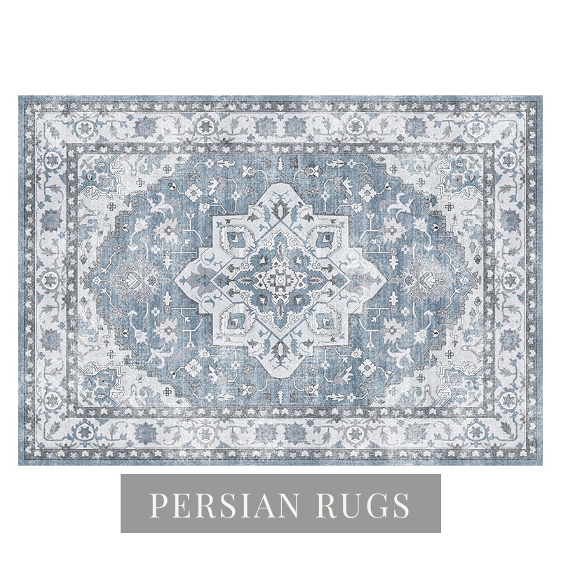 Printed Persian Area Rug | Soft Polyester Carpet for Living Room & Bedroom