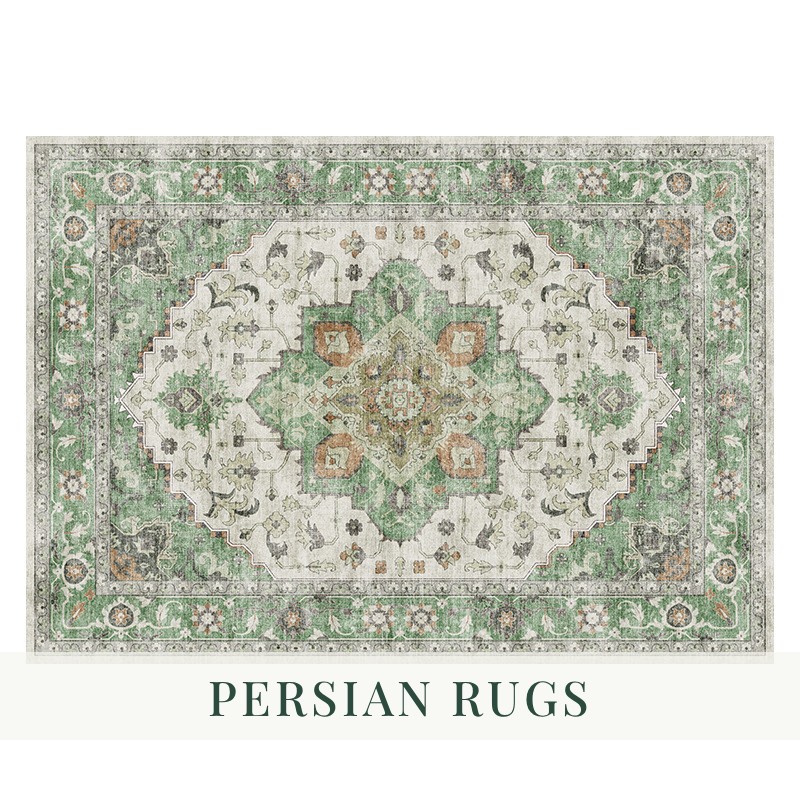 Vintage Persian Rug | Crystal Velvet Printed Area Carpet for Living Room & Bedroom