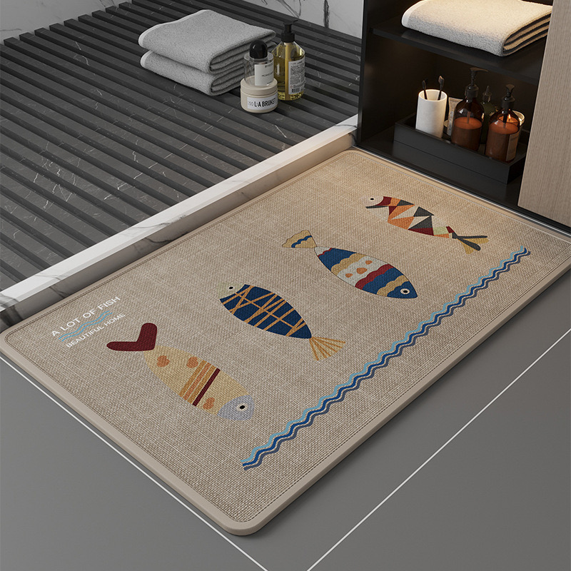 Premium Linen Bath Mat | Soft, Quick-Dry, Non-Slip Bathroom Rug